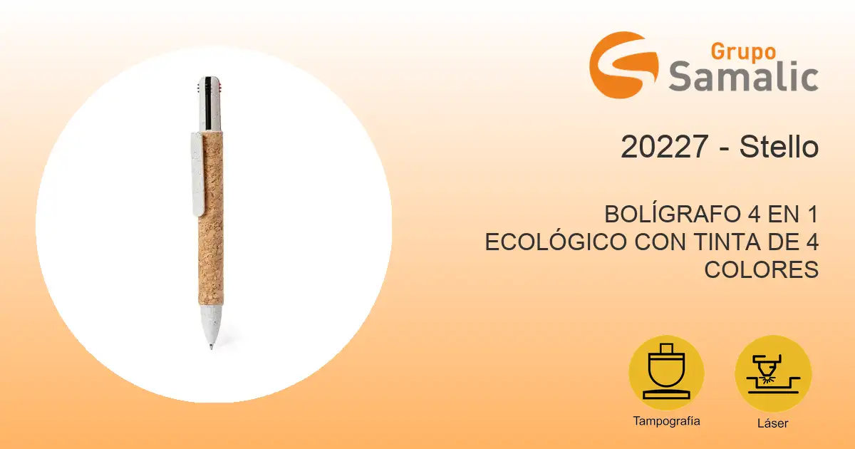 Bolígrafo 4 en 1 ecológico con tinta de 4 colores 20227