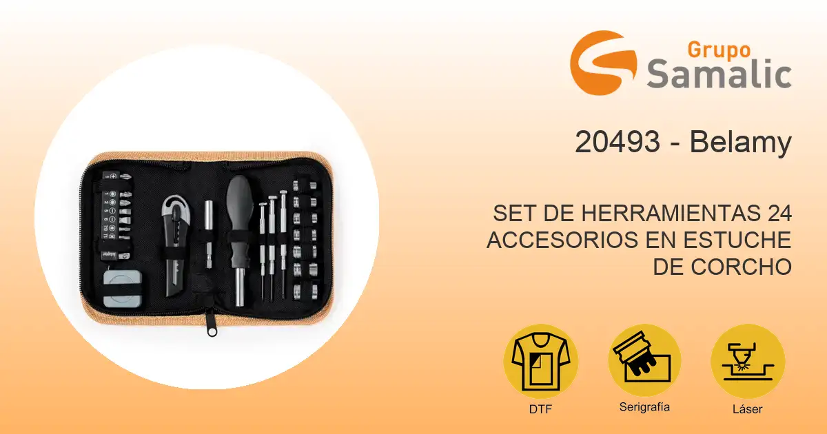 Set de herramientas 24 accesorios en estuche de corcho 20493