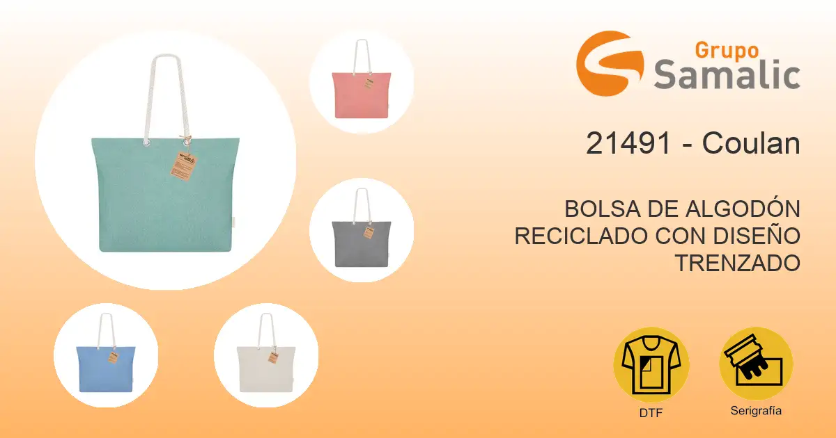 Bolsa de algodón reciclado con diseño trenzado 21491