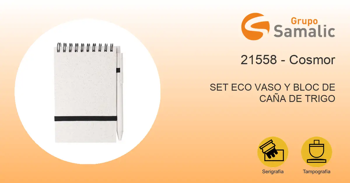 Set eco vaso y bloc de caña de trigo 21558
