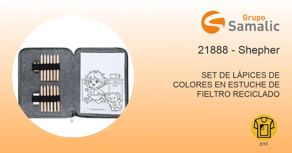 Set de lápices de colores en estuche de fieltro reciclado 21888