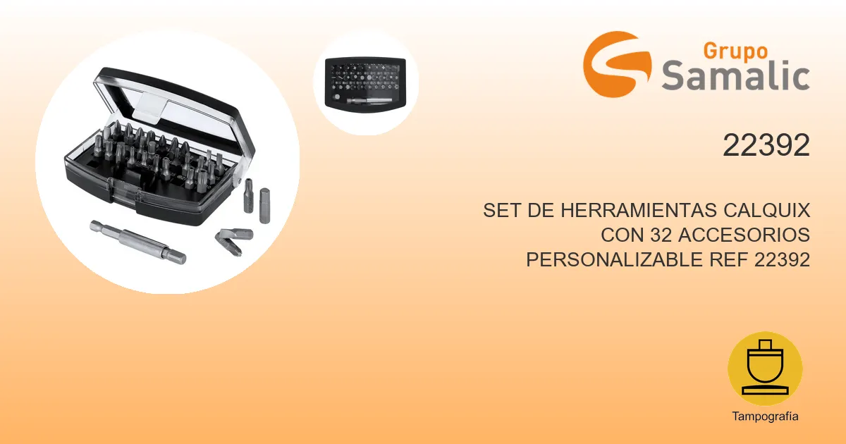 Set de herramientas calquix con 32 accesorios personalizable 22392