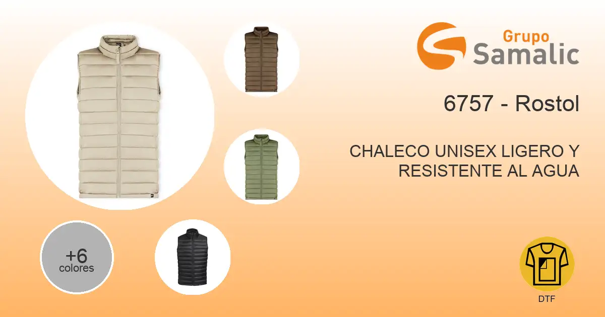 Chaleco unisex ligero y resistente al agua 6757