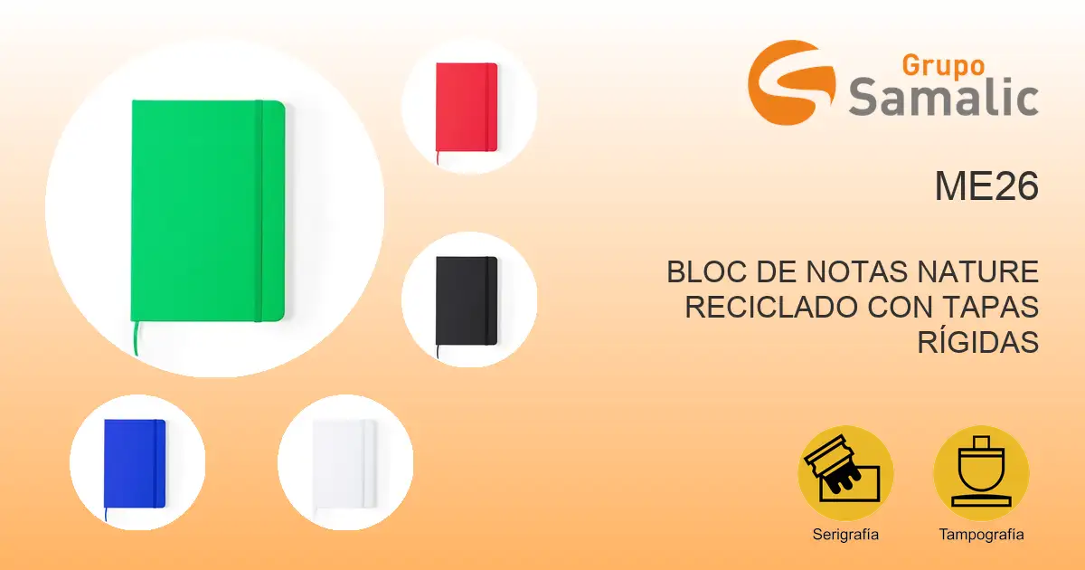 Bloc de notas nature reciclado con tapas rígidas me26