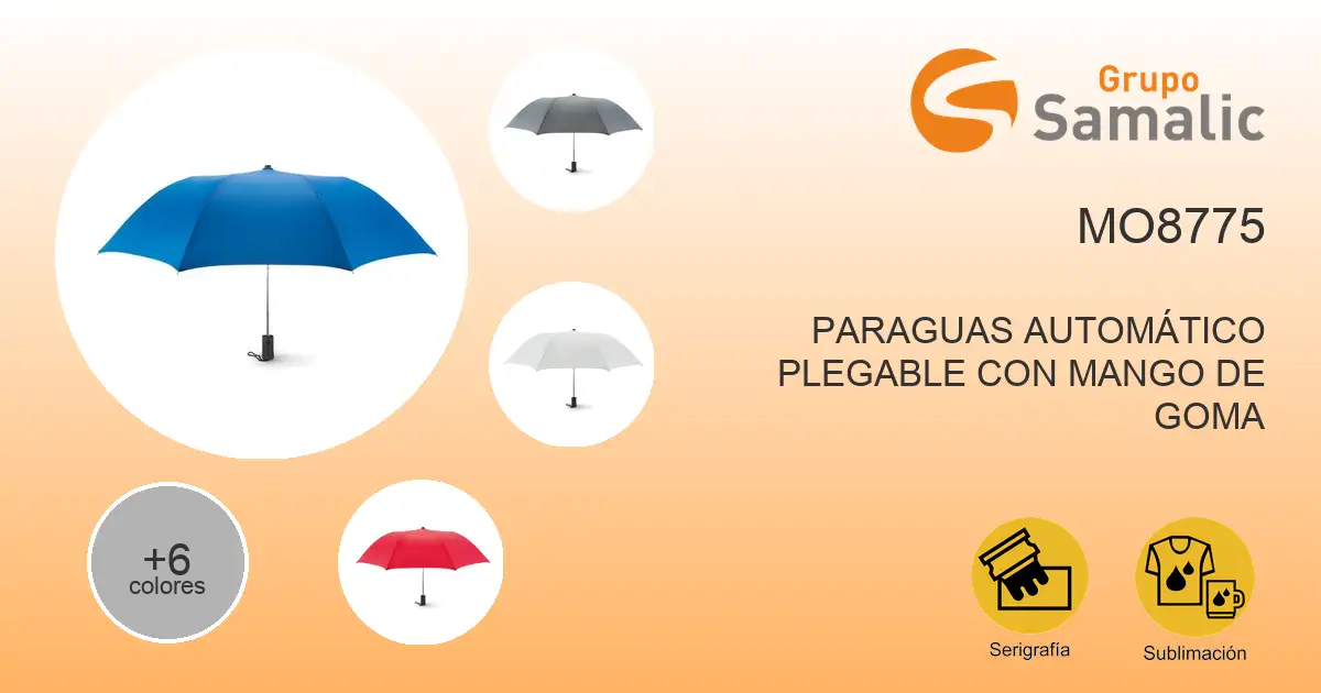 Paraguas automático plegable con mango de goma mo8775