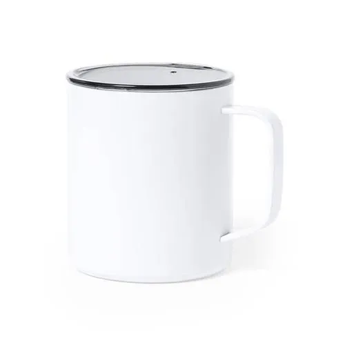 Taza térmica de acero inox con aislamiento de cobre ref 1046 - Blanco
