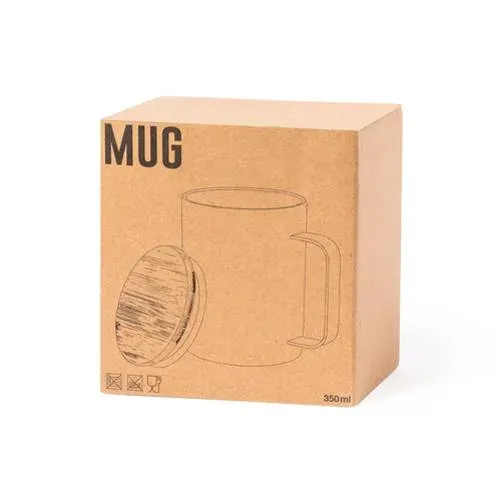 Taza térmica de acero inox con tapa de bambú ref 1069