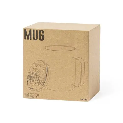 Taza térmica de acero inox con tapa de bambú ref 1069