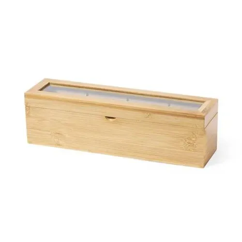 Caja para té Nature con 4 compartimentos de bambú ref 1129 - S C