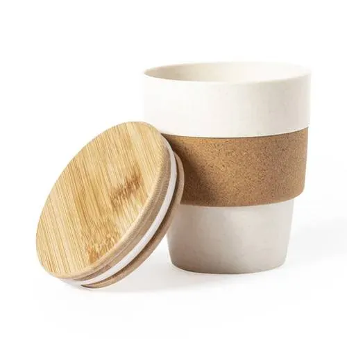 Vaso Nature 350 ml con tapa de bambú y corcho ref 1157 - 00