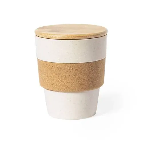 Vaso Nature 350 ml con tapa de bambú y corcho ref 1157 - Natural