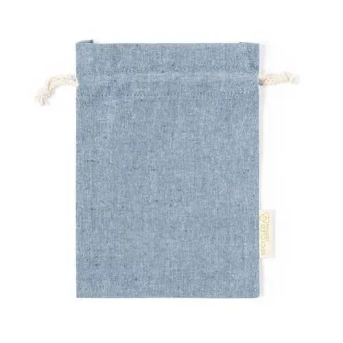 Bolsa eco-friendly de algodón reciclado con cierre de cordón ref 1178 - Azul