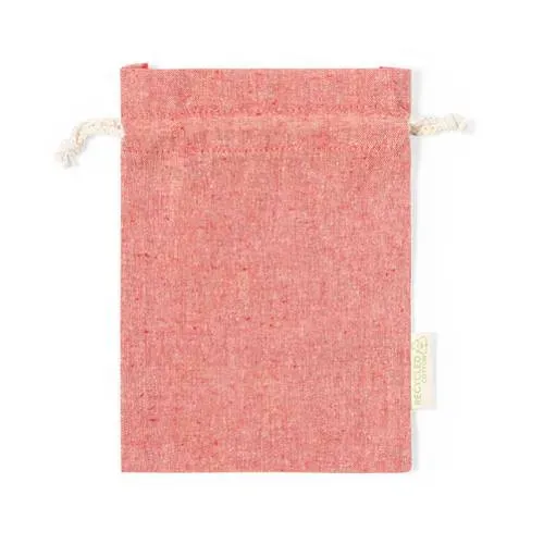 Bolsa eco-friendly de algodón reciclado con cierre de cordón ref 1178 - Rojo