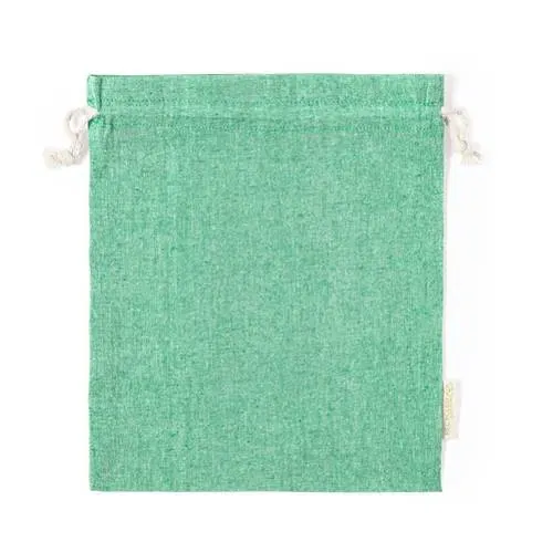 Bolsa eco-friendly de algodón reciclado con cierre de cordón ref 1179 - Verde