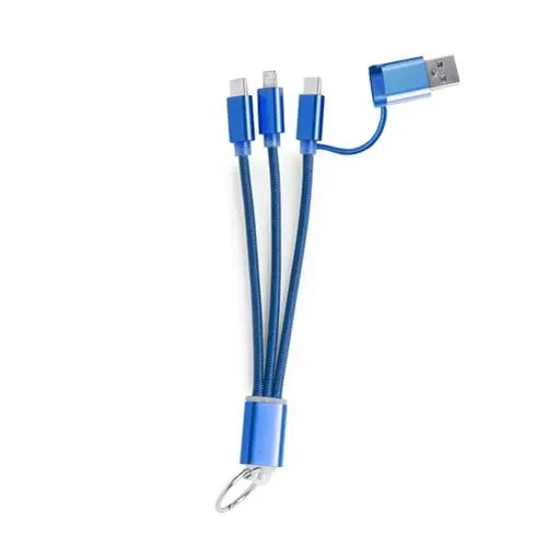 Cable cargador dual micro USB Lightning y tipo C ref 1203 - Azul