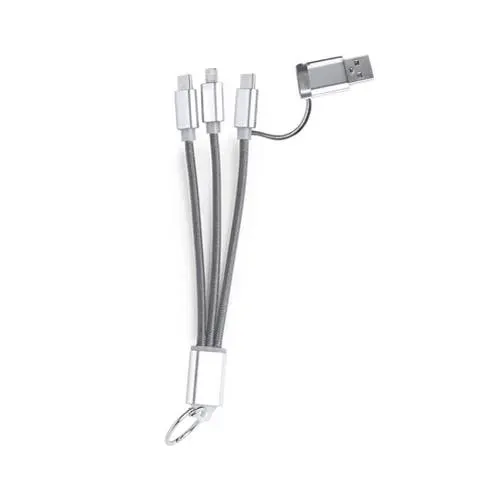 Cable cargador dual micro USB Lightning y tipo C ref 1203 - Plateado