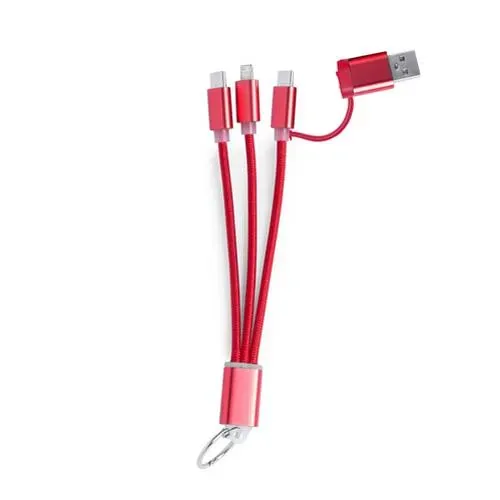 Cable cargador dual micro USB Lightning y tipo C ref 1203 - Rojo