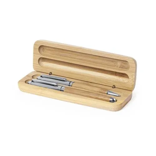 Set de bolígrafo y roller de bambú carga jumbo ref 1224 - S C