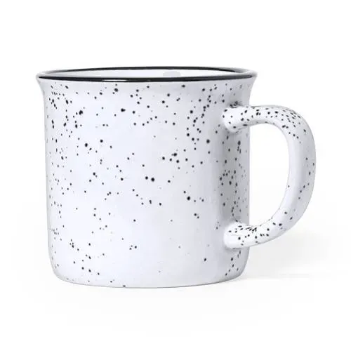 Taza de cerámica vintage con diseño moteado ref 1256 - Blanco