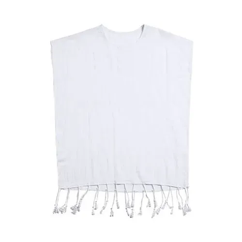 Kaftán suave con flecos 100 algodón talla única ref 1263 - Blanco
