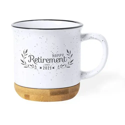 Taza de cerámica vintage con base en bambú ref 1281 - 00