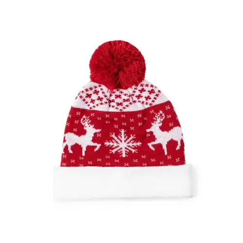 Gorro navideño con pom pom y zona para marcaje ref 20114 - Rojo