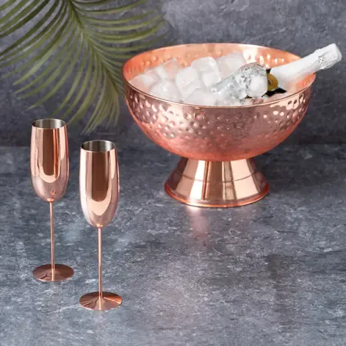 Champanera elegante acero inoxidable con recubrimiento cobre ref 20128 - 05