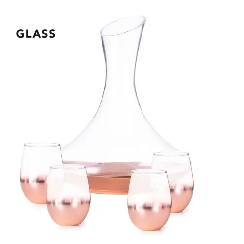 Set de Vinos Cristal Rosado Degradado con 4 Vasos ref 20130