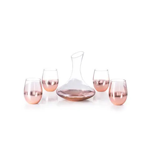 Set de Vinos Cristal Rosado Degradado con 4 Vasos ref 20130