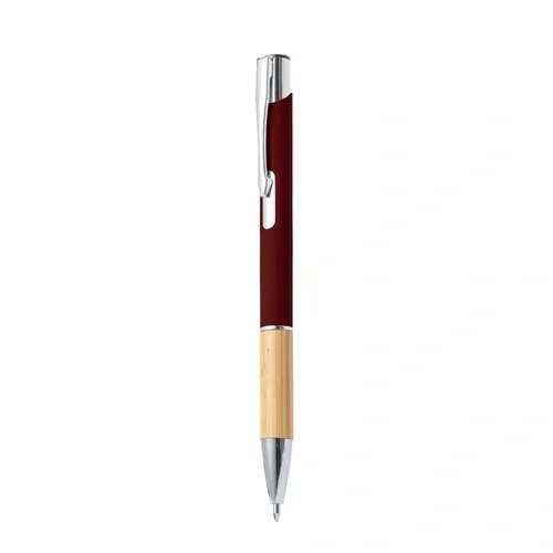Bolígrafo Nature con cuerpo de aluminio y empuñadura de bambú ref 20148 - Rojo
