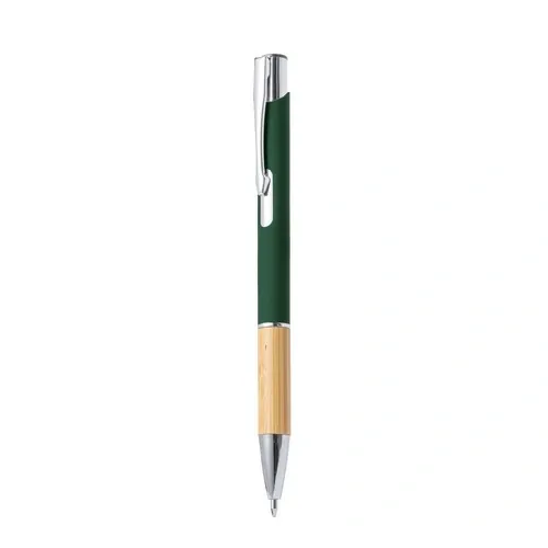 Bolígrafo Nature con cuerpo de aluminio y empuñadura de bambú ref 20148 - Verde