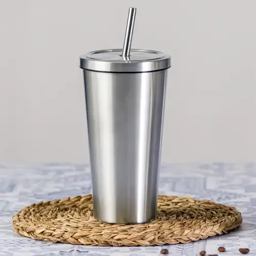 Vaso térmico de acero inoxidable con tapa y pajita ref 20163 - 03