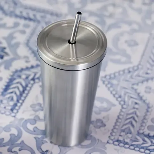 Vaso térmico de acero inoxidable con tapa y pajita ref 20163 - 04