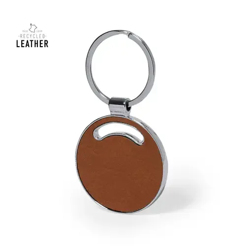 Llavero de cuero reciclado con anilla metálica ref 20188 - 00