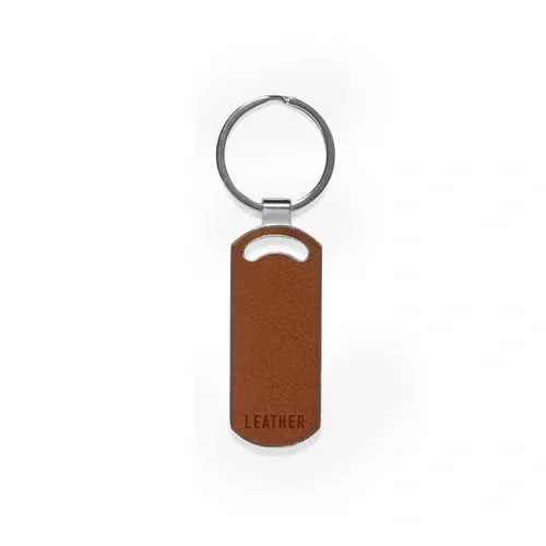 Llavero de cuero reciclado con anilla metálica ref 20188 - Rectangulo