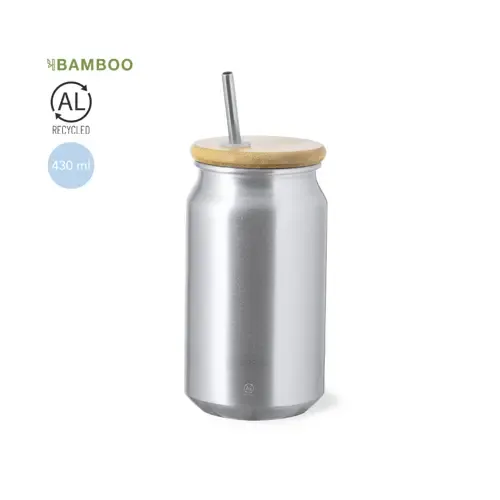 Vaso de Aluminio Reciclado con Tapón de Bambú ref 20208 - 00