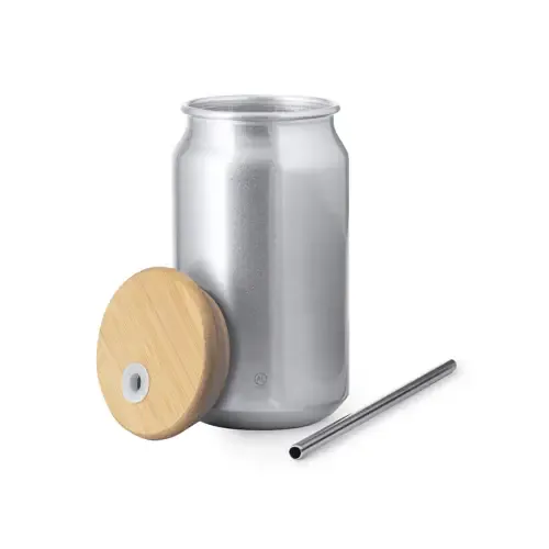 Vaso de Aluminio Reciclado con Tapón de Bambú ref 20208 - 01