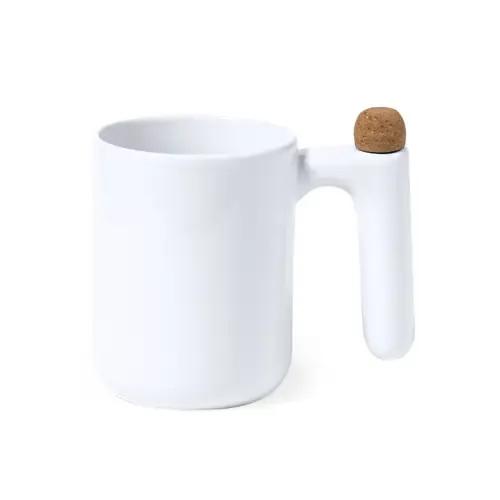Taza de cerámica con agitador extensible integrado ref 20235 - Blanco