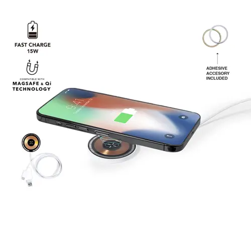 Cargador inalámbrico 15W diseño transparente magnético ref 20250