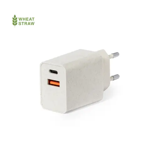 Cargador USB de pared carga rápida fibra de trigo ref 20270