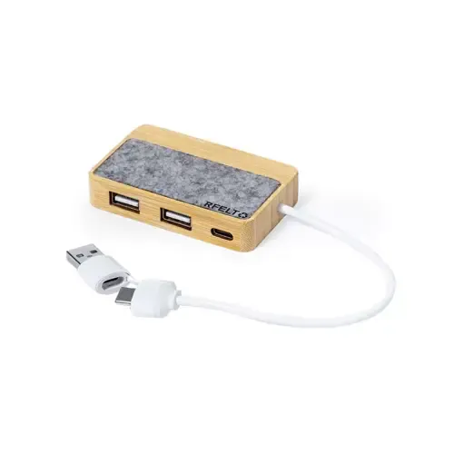 Puerto USB 2.0 en bambú y fieltro reciclado ref 20276 - 01
