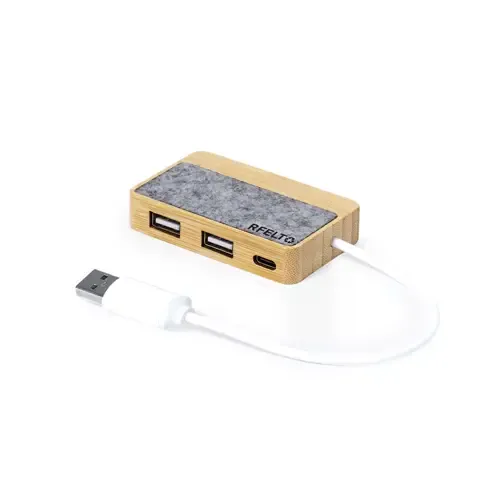 Puerto USB 2.0 en bambú y fieltro reciclado ref 20276 - 02