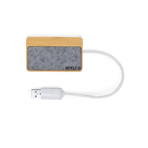 Puerto USB 2.0 en bambú y fieltro reciclado ref 20276 - Gris