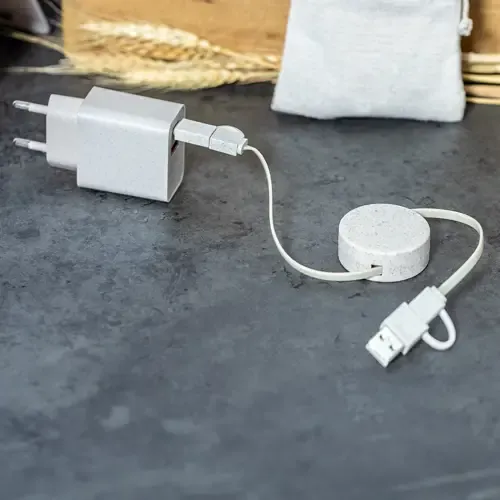 Cargador USB de pared con carga rápida y cable extensible ref 20291 - 06