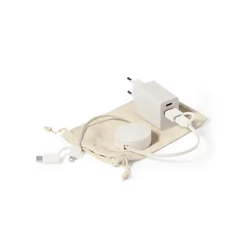Cargador USB de pared con carga rápida y cable extensible ref 20291 - Natural