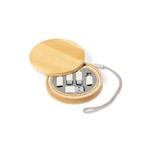 Set de Cables Cargadores Ecológicos con Estuche de Bambú ref 20292