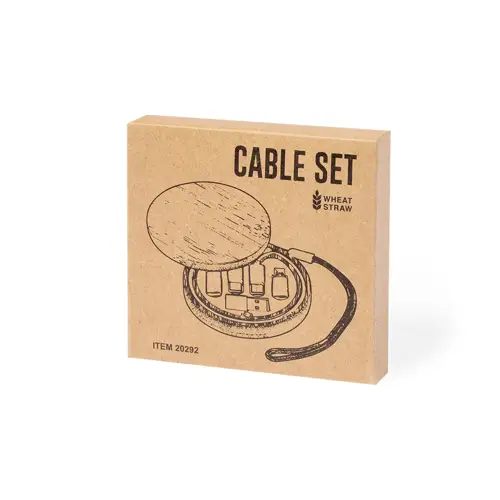 Set de Cables Cargadores Ecológicos con Estuche de Bambú ref 20292