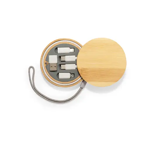 Set de Cables Cargadores Ecológicos con Estuche de Bambú ref 20292