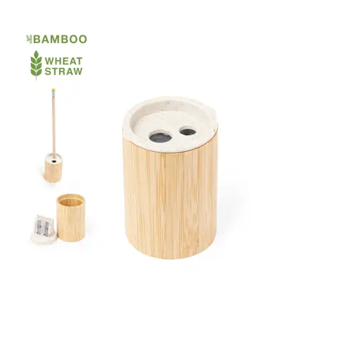 Sacapuntas ecológico de caña de trigo y bambú ref 20376