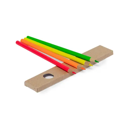 Set de 4 lápices de colores flúor en caja reciclada ref 20406